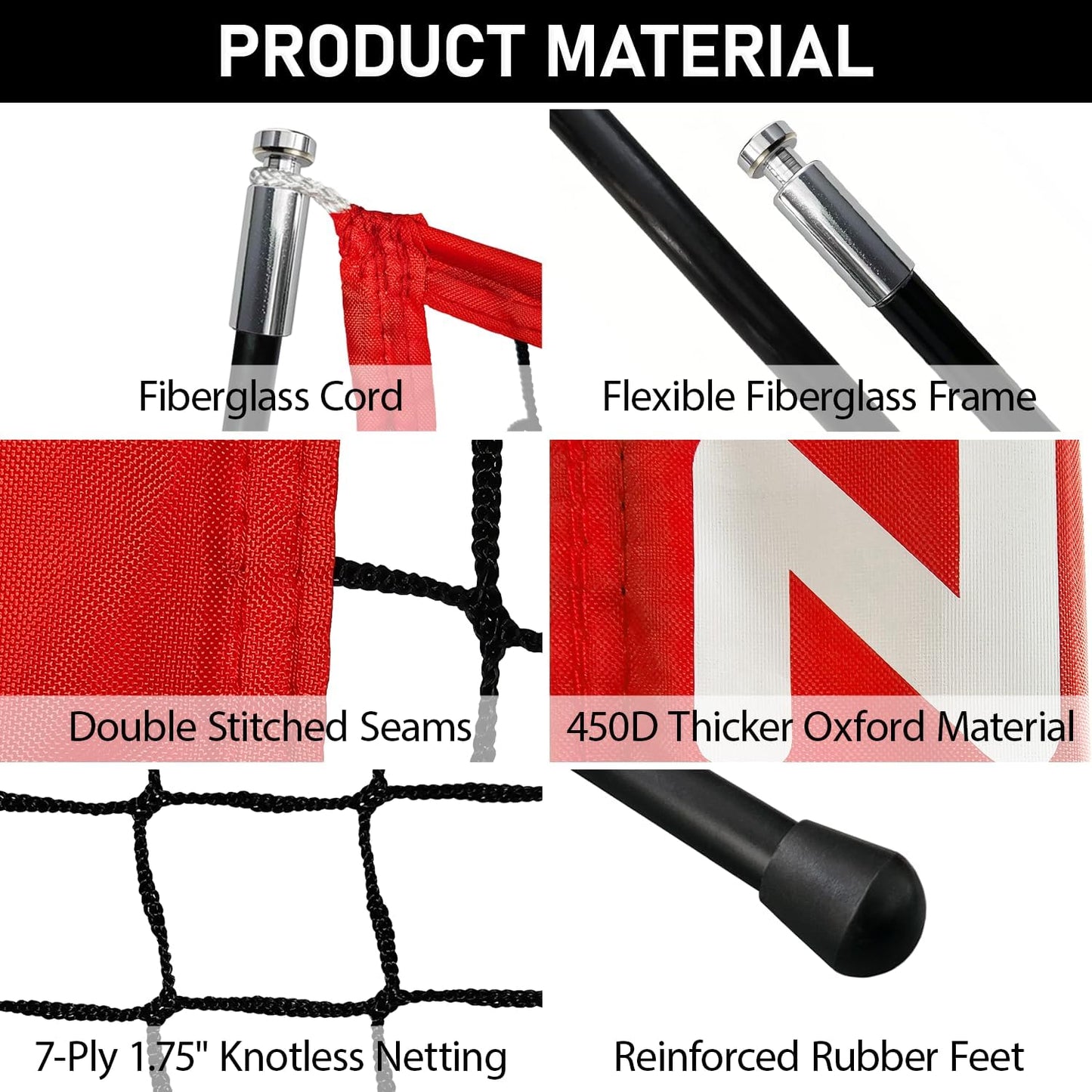 Skiennix Portable Baseball & Softball Net - Sturdy Bow Frame with Batting Tee & Ball Caddy | 6x6ft Size, Ideal for Kids