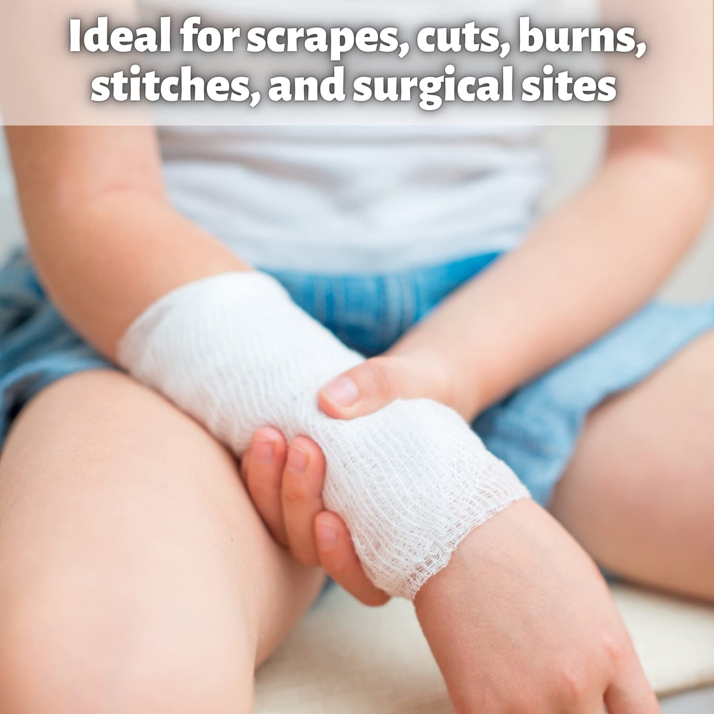 Vakly Sterile Kerlix Gauze Bandage Rolls 4.5" x 4.1 yds (5 Pack) – 6-Ply 100% Cotton Krinkle Gauze, Highly Absorbent Fluff Bandage Wrap, Individually Wrapped