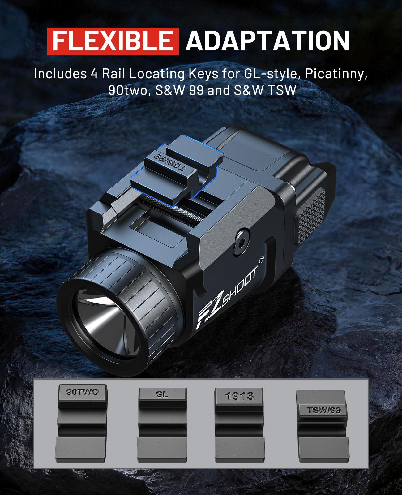 EZshoot 500 Lumens Pistol Light Compatible with GL and Picatinny Rail