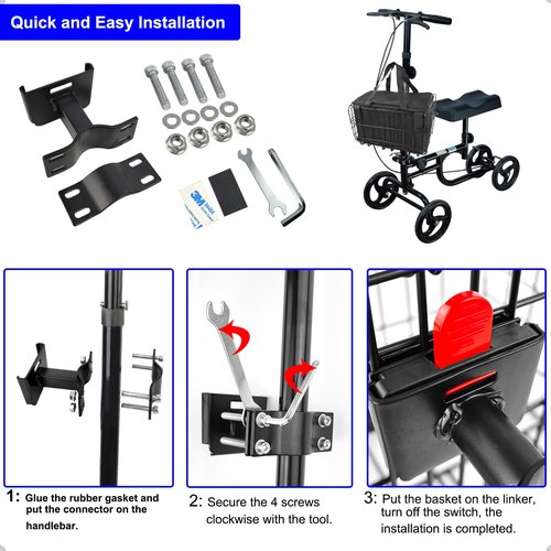 Upgrade Knee Scooter Baskets Accessory, Quick Release Removable Cloth Electric Scooter Basket, Scooter Basket for Knee Scooter Front, Fits Most Knee Scooter Walker Models and Scooter