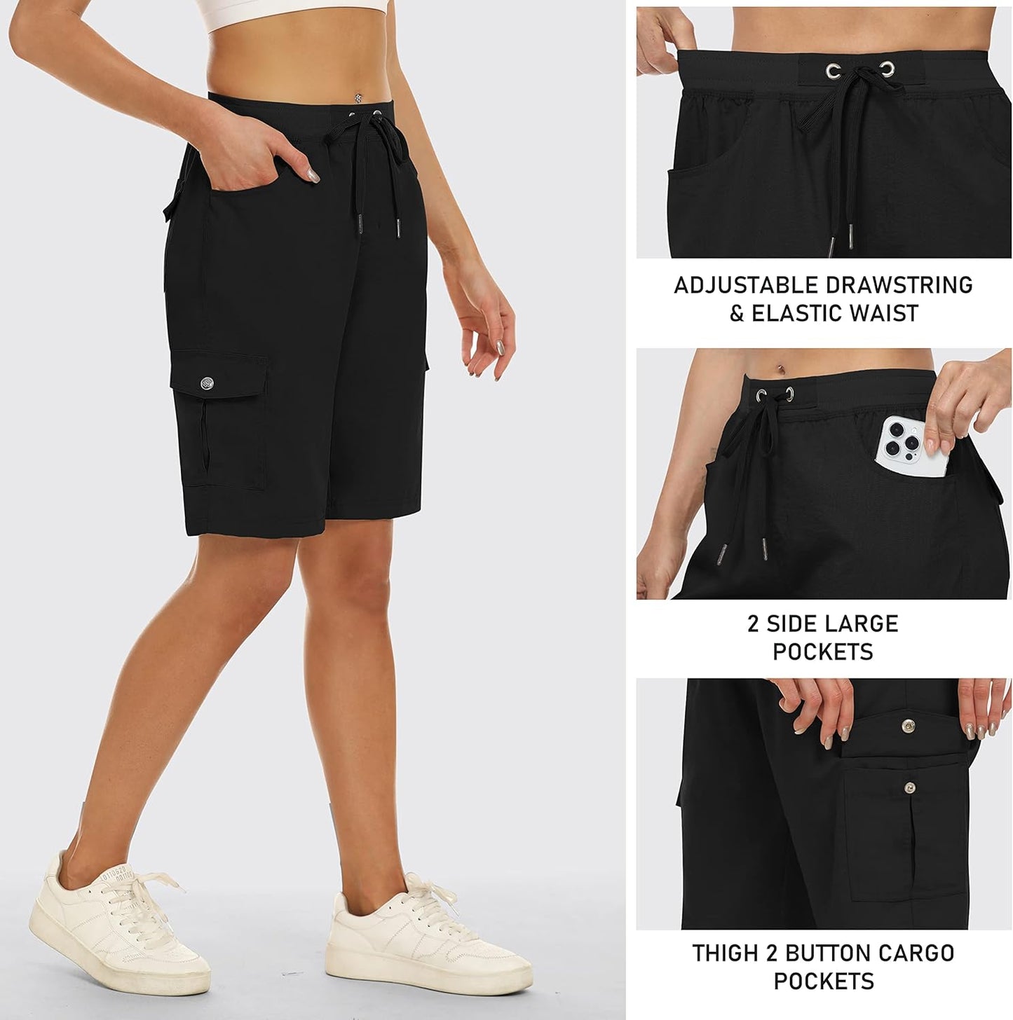 MoFiz Women's Hiking Cargo Shorts - Lightweight Quick-Dry Design with 6 Pockets | Perfect for Summer Travel