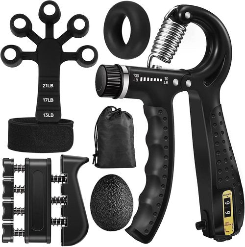 Grip Strength Trainer Kit by [Brand Name] - 5 Pack Adjustable Resistance Hand Grippers & Stress Relief Balls for Muscle Building & Injury Recovery