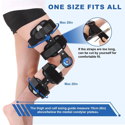 JorWystia ROM Knee Brace with Side Stabilizer, Adjustable Hinged Knee Support Brace for Arthritis, ACL, MCL, and PCL Injury, Post Op Knee Orthosis Immobilizer for Left and Right Leg