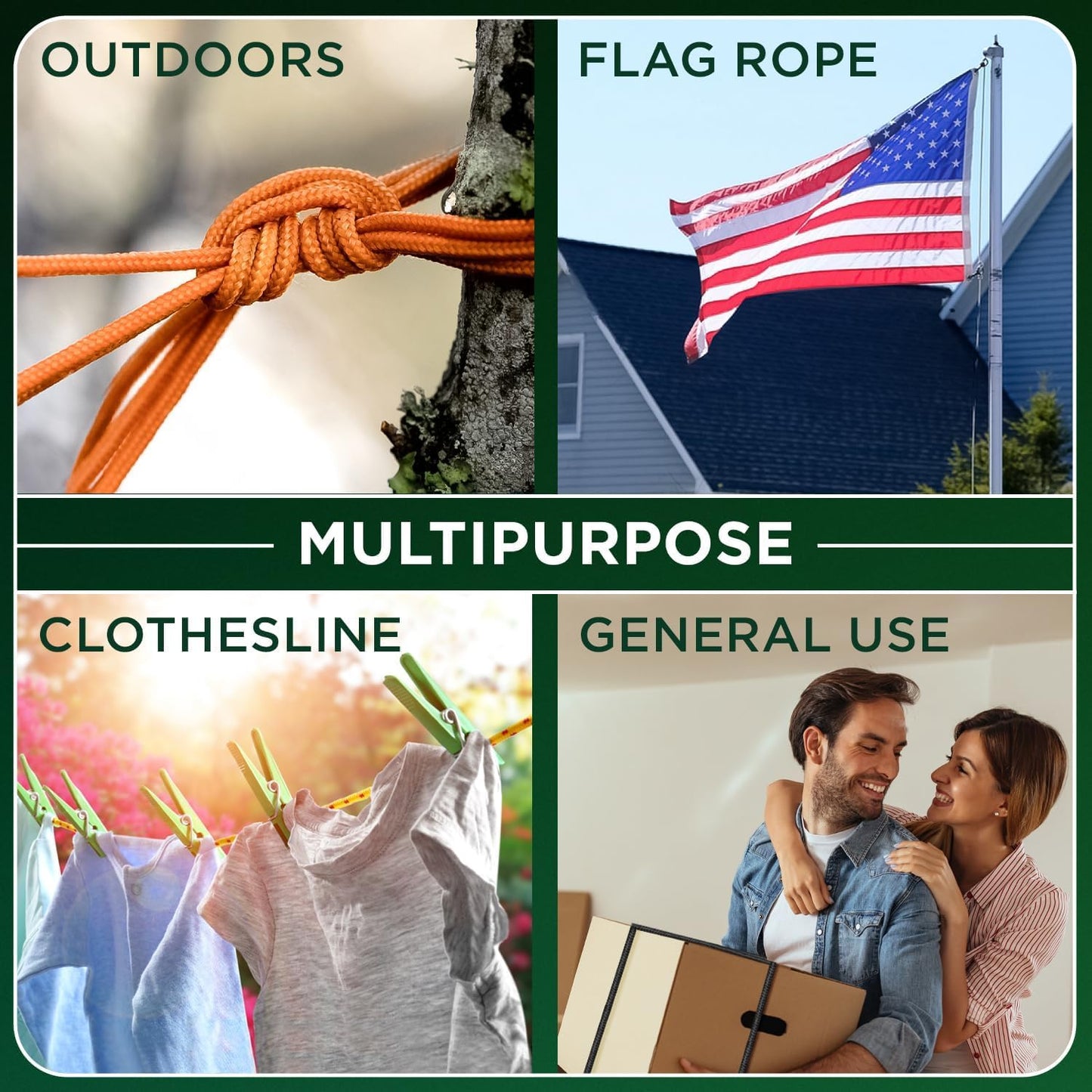 TECEUM Rope – 90 Feet x 1/4 Inch (7mm) – Purple – Strong All-Purpose Utility Rope – Camping, Crafting, Flag Pole, Indoor & Outdoor – Polypropylene Nylon Poly Lightweight Diamond Braided Cord