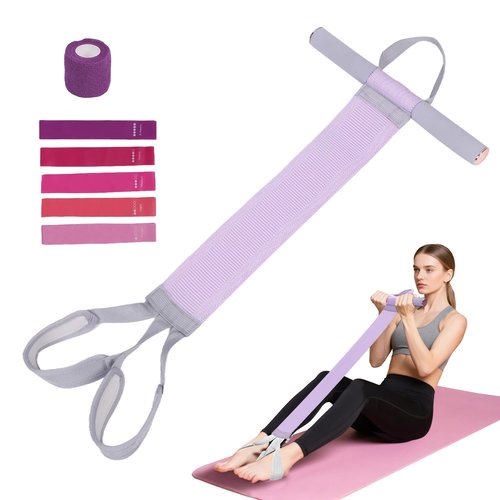 Fabric Resistance Band with Handles, 120lb Non-Slip Foot Pedal Resistance Band for Ankle Puller Sit-up & Leg Equipment Exercise, Multifunction Fitness Resistance Bands for Women