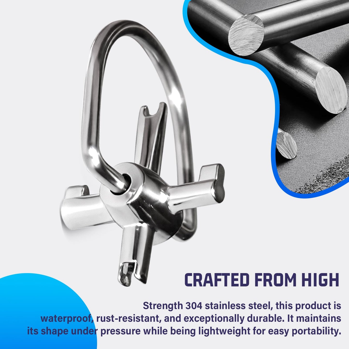 HVAC Tools, Locking Cap Key for Refrigerant Safety Caps, Universal Triple Use Multi Key for Refrigerant HVAC Locking Caps, Tamper Resistant (4 Bits)