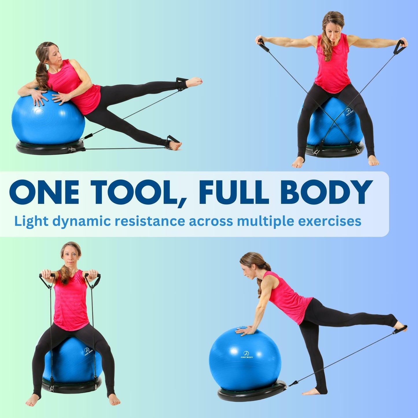 ProBody Pilates Yoga Ball Chair, Exercise Ball Chair with Base or Stand for Home Office Desk Sitting or Workout, 65cm Antiburst Balance & Stability Ball Seat, Large Gym Ball for Back, Abs