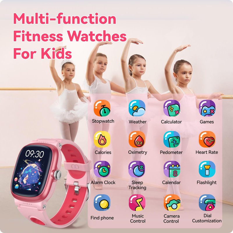 Smart Watch for Kids with Heart Rate Sleep Monitor, Games/Alarm/IP68 Waterproof Smart Watch for Boys Girls, Step Calorie Pedometer Activity Tracker, Kids Fitness Watch Birthday Gifts for Aged 4-16