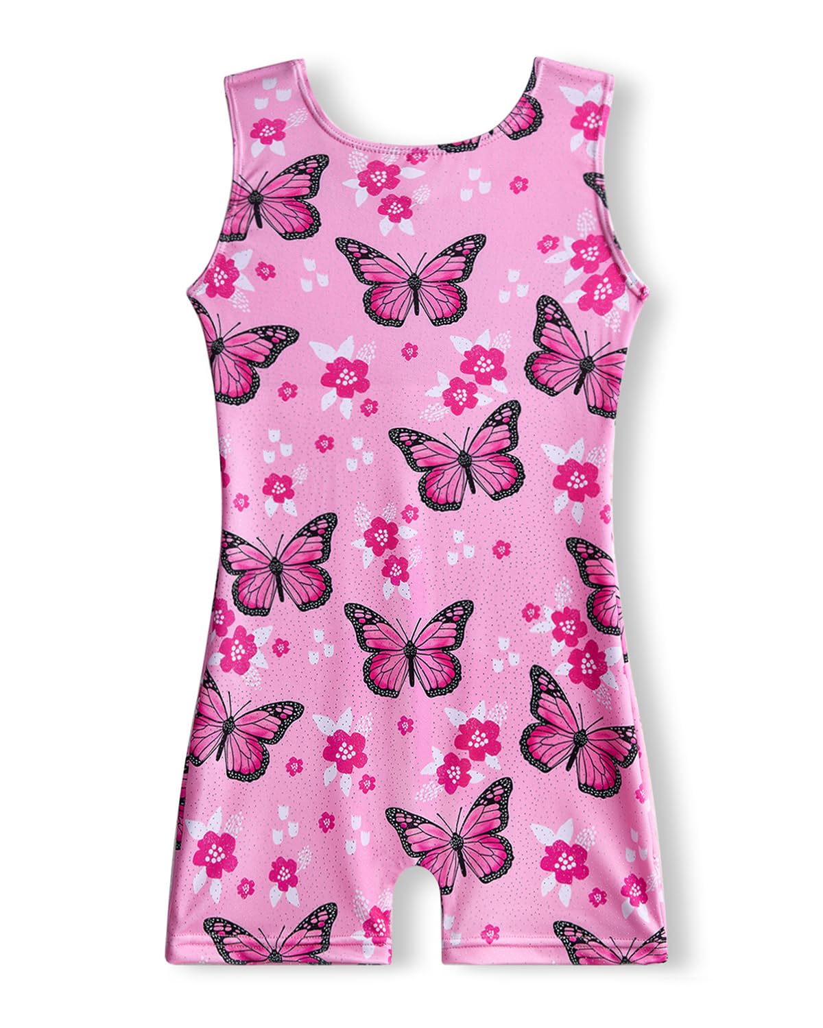 YDMZX Toddler & Girls Gymnastics Leotard with Butterfly Print, Sparkly Tank Outfit for Dance, Ballet & Tumbling (Ages 4T-5T, Pink)