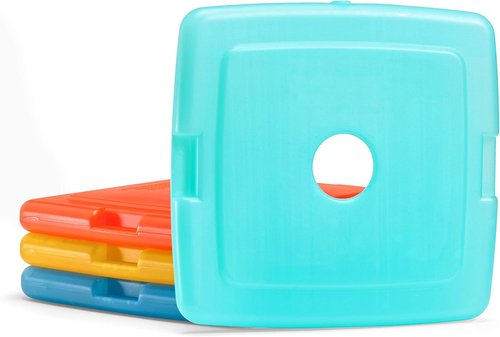Cool Coolers By Fit & Fresh Slim Ice Packs - Quick Freeze, Space-Saving Design, 4-Pack, Multi-Colored