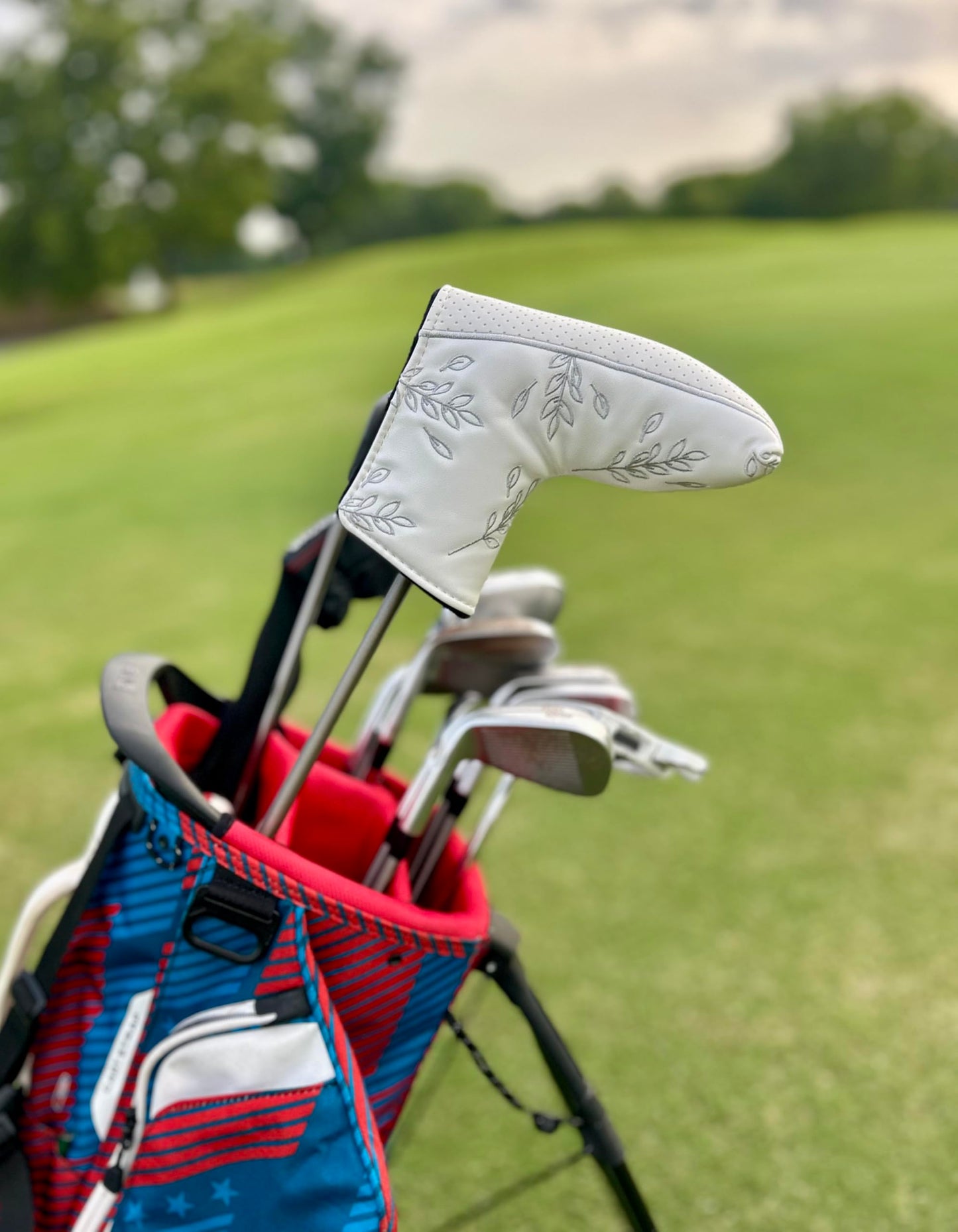 Golf Club Putter Head Cover, Leaf Leather Waterproof Magnetic Closure Golf Driver and Blade Mallet Putter Covers Fits All Brands Including Fairway Wood Odyssey Taylormade (Leaf Design)