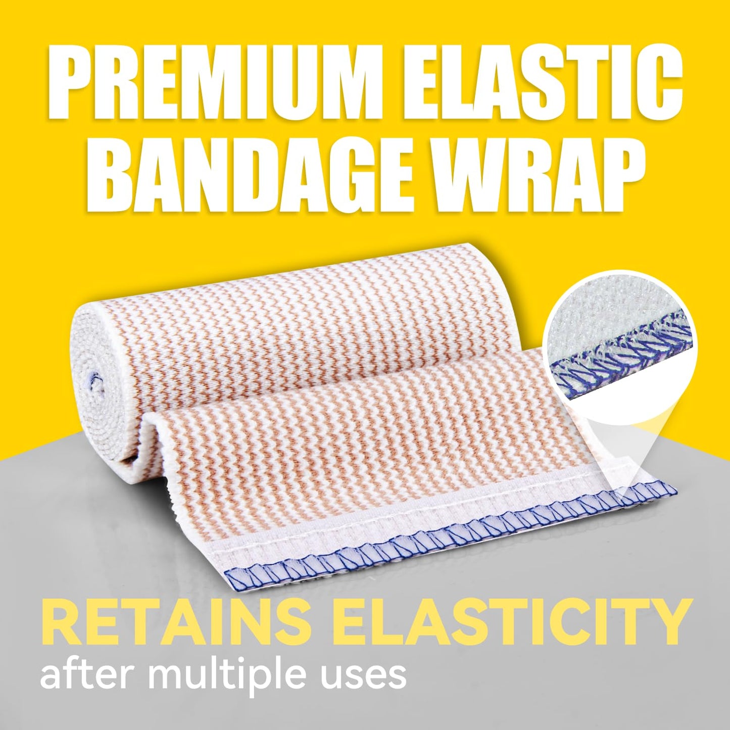 FRESINIDER Premium Elastic Bandage Wrap, 18 Pack 4" Cotton Latex Free Compression Bandage Wrap with Touch Closure at Both Ends, Support & First Aid for Sports, Medical, and Injury Recovery