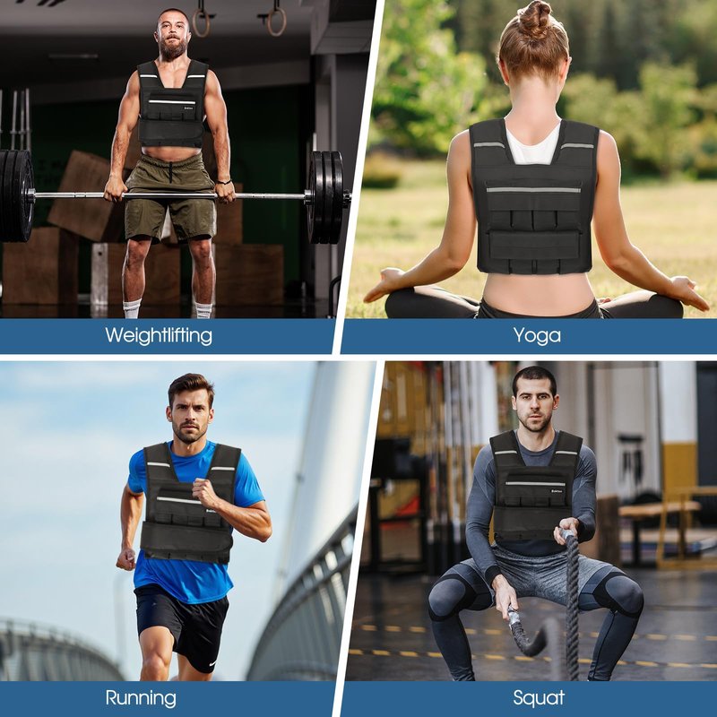Weighted Vest for Men and Women, 2-18lb Vest with 16 Ironsand Weights for Home Workouts, Adjustable Body Weight Vest Exercise Set for Strength Training, running, walking, Cardio (Black, 2-18lbs)