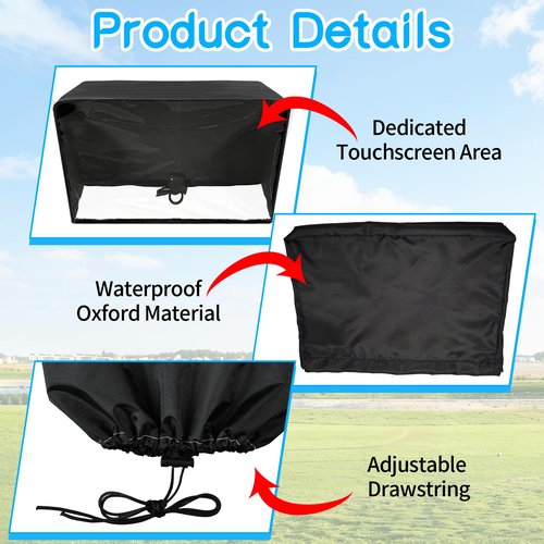 LIXOOMER Golf Cart Screen Cover for Convenient Touchscreen Use, Waterproof & Dustproof Oxford Fabric with Adjustable Drawstring, Fits Evolution & Denago Golf Carts