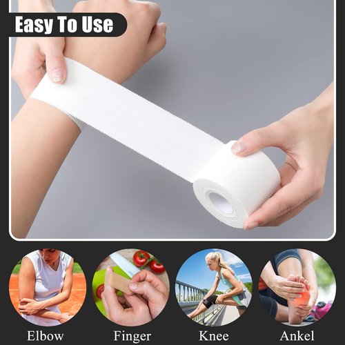 Hoolerry Athletic Sports Tape - 12 Rolls of 130 Yards, Strong & Easy Tear, No Sticky Residue | 2 Inch, White