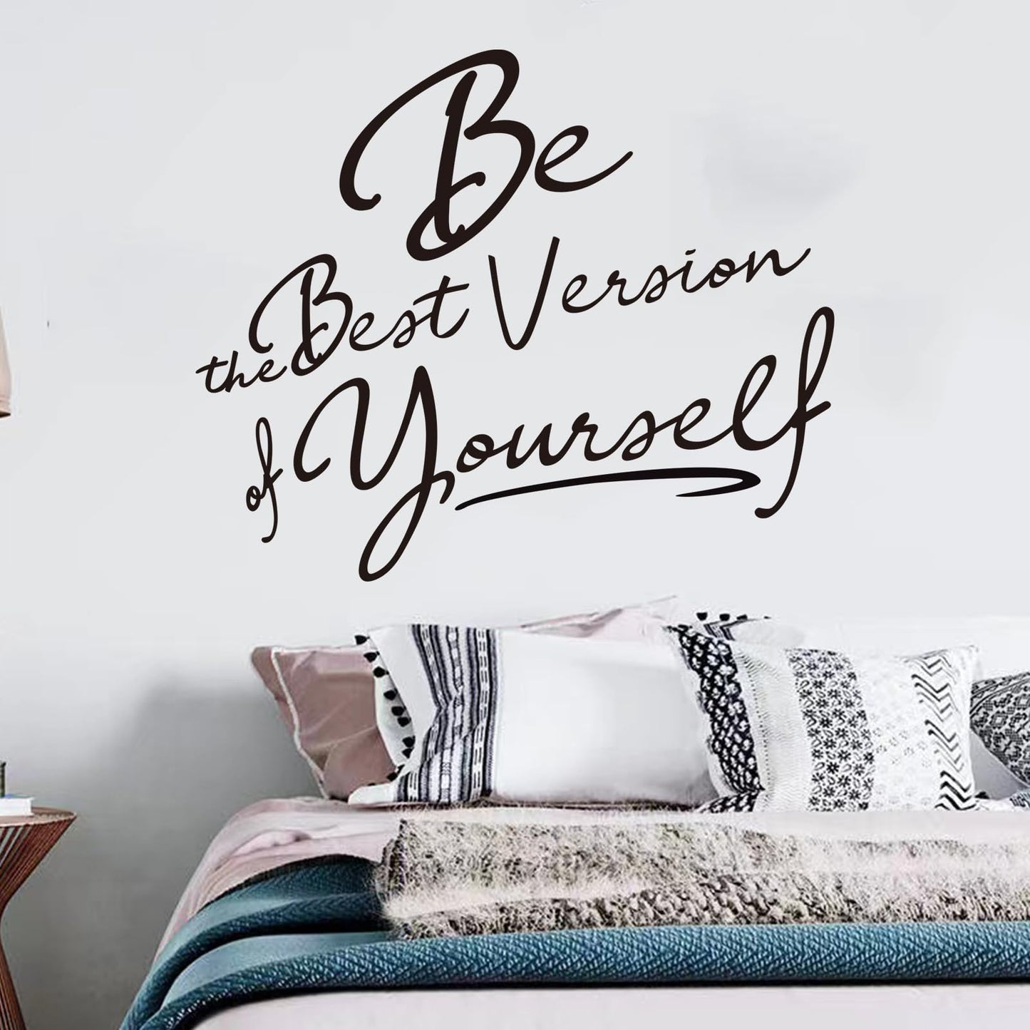 Inspirational Quotes Bedroom Wall Stickers: Women Beautiful Home Positive Vinyl Art Wall Decals - Living Room Bathroom Kitchen Family Wall Decor - Be The Best Version of Yourself 18" X 15"