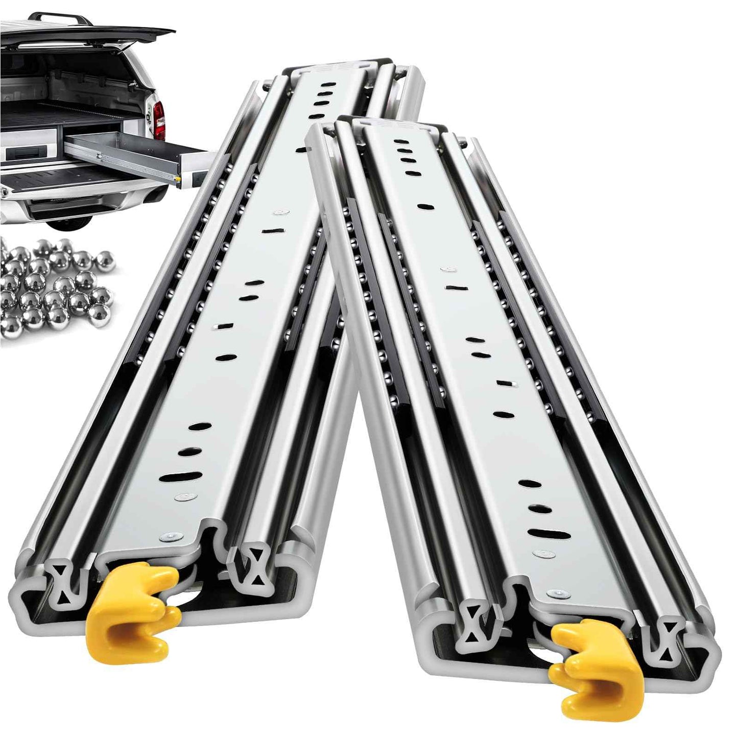 VAGUDE with Lock Heavy Duty Drawer Slides 12 14 16 18 20 22 24 26 28 30 32 34 36 40 44 48 52 56 60 Inch 470 Lbs Side Mount Full Extension Ball Bearing Rails Rail Tool Box Runner-W:76mm, 20 Inch