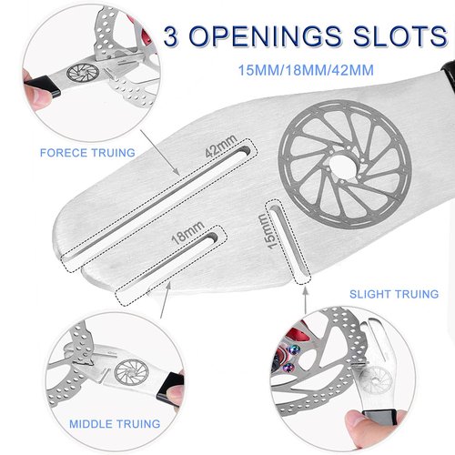 JONMON Bike Rotor Truing Fork, Bicycle Disc Alignment Wrench, 3 Slot Depths Adjustment Brake Disc Adjuster Flattening Correction Gap Regulator Repair Hand Tool for Mountain Bike Road Bike