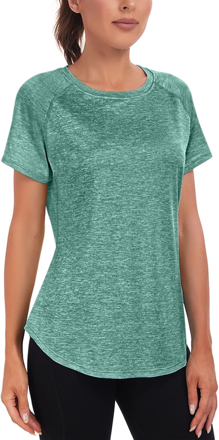 Skiennix Women's Workout Tops - Short Sleeve Dry-Fit Mesh Open Back Gym Tee | Loose Fit Exercise Shirt