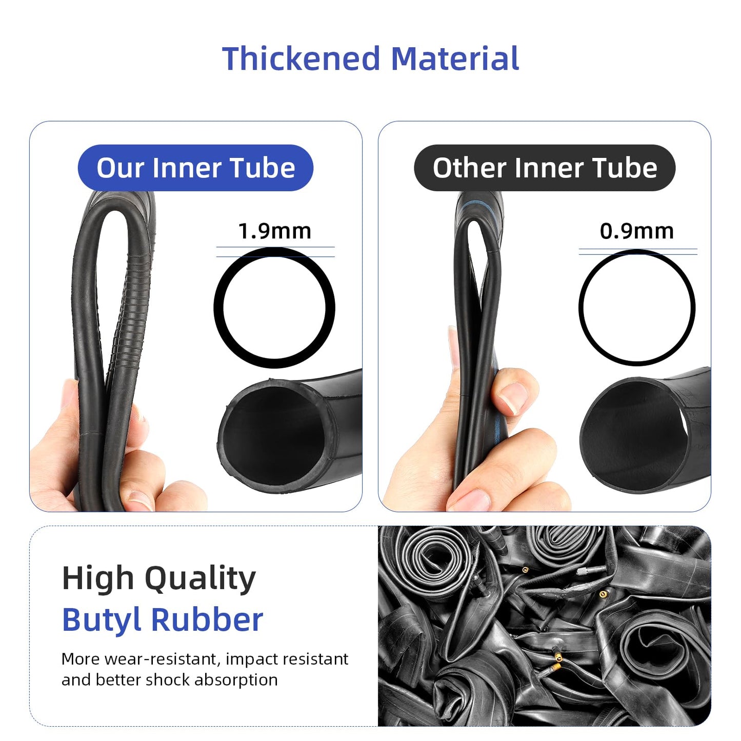 ulip 8 1/2 * 2(50-134mm) Inner Tube Replacement with 90 degree 8.5 Inch Scooter Tubes Tires for VSETT 9 9+ ZERO 9 Inokim Light 2 Scooter 2 PCS