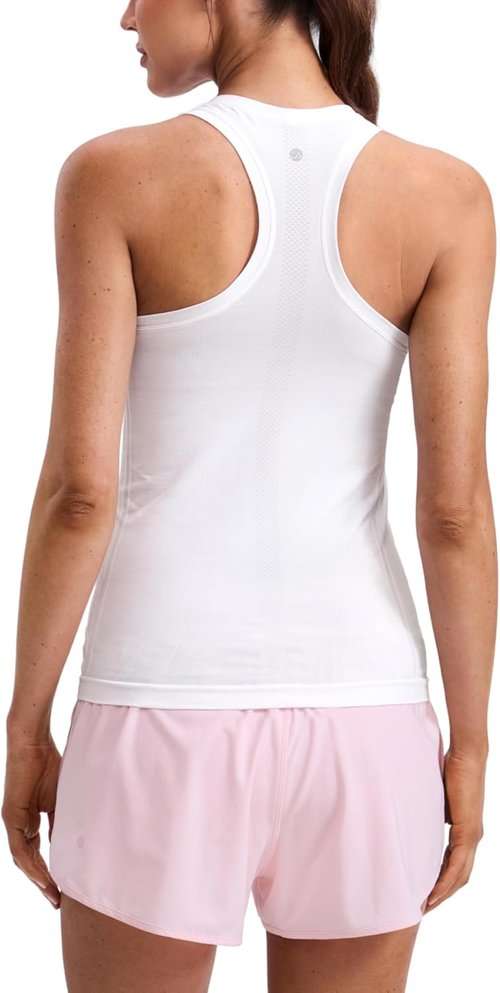 CRZ YOGA Seamless Workout Tank Tops for Women - Hip-Length Athletic Sleeveless Racerback Shirts