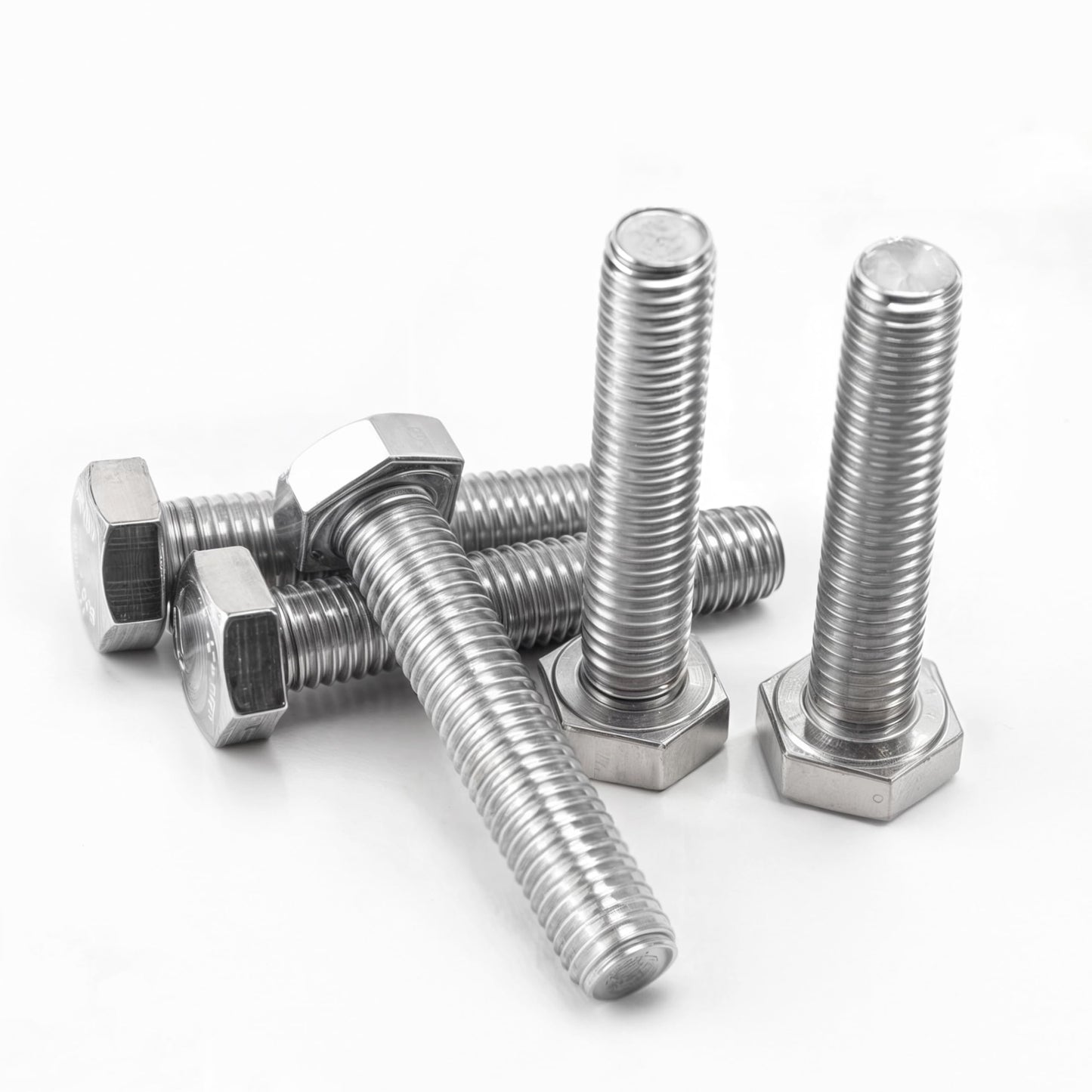 5PCS/Lot M10x1.25 Fine Thread Hex Head Rod Bolts - Din933 Standard Size: Thread Diameter: M10 - Length: 50mm - Thread Pitch: 1.25mm (Silver Color, Material: Stainless Steel)
