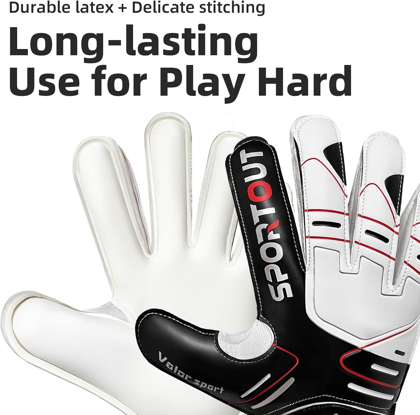 Sportout Goalie Gloves - Strong Grip & Finger Protection for Youth & Adult | 4 Colors Available