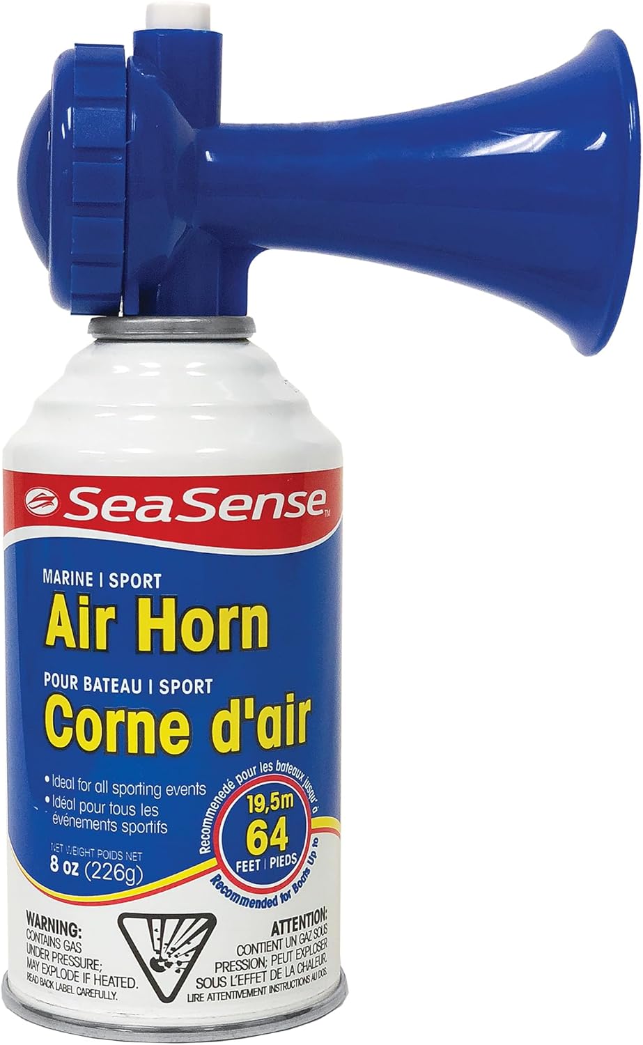 SeaSense Air Horn - Jumbo 8 oz | 127 dB Loud Sound, 1 Mile Range - Perfect for Marine Safety & Sports Events