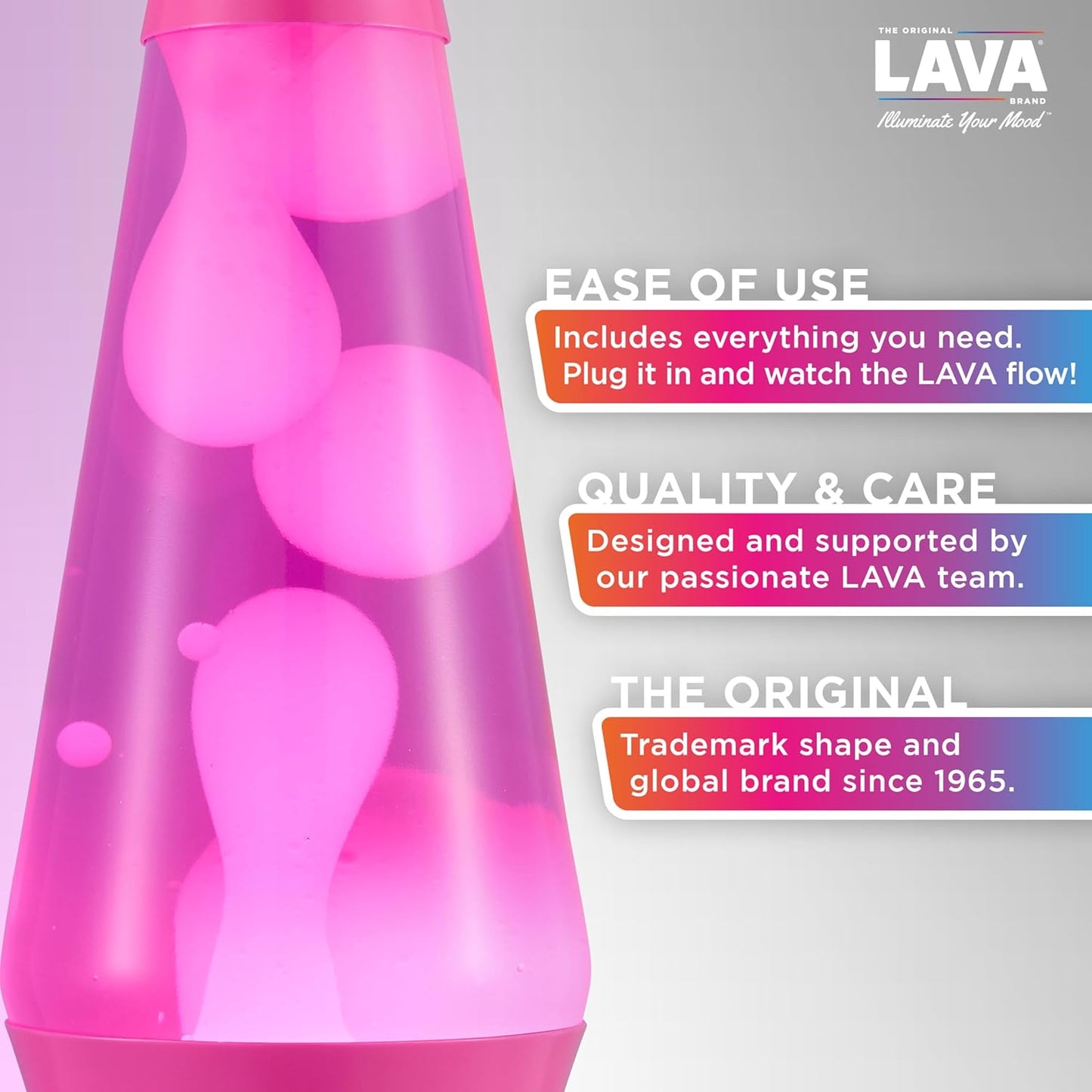 14.5" Wild Pink Lava Lamp - Classic Liquid Motion with White Wax & Pink Liquid - Item #2361