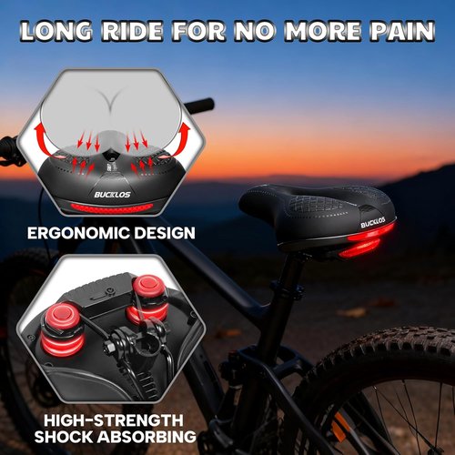 BUCKLOS Comfortable Bike Seat Cushion - Soft Memory Foam Padded Saddle for Peloton & Exercise Bikes