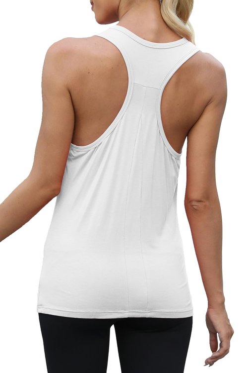 Bestisun Backless Activewear Racerback Sports Dance Tank Tops Loose Fit Sleeveless Summer Hiking Casual Pilates Shirts for Women White M