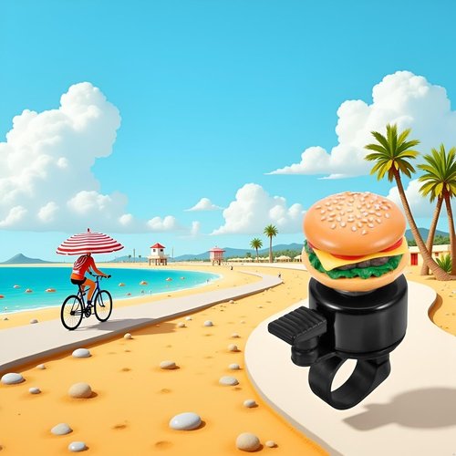 2Pcs Hamburger Shape Bike Bell, Loud Crisp Clear Sound, Compatible with Balance Bike, Scooter, Bicycle, Plastic Material, Yellow Color