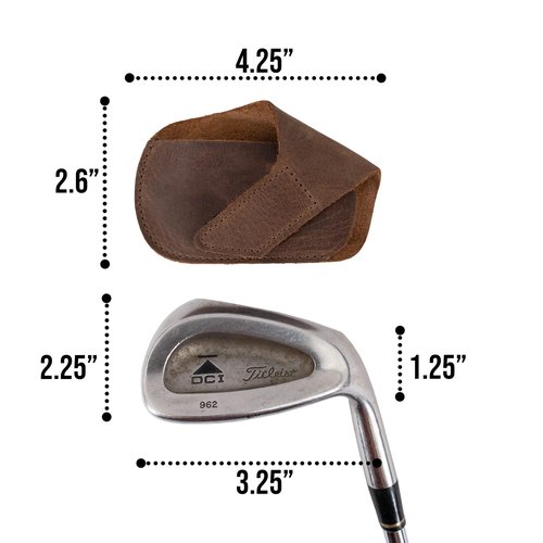 Hide & Drink, Golf Club Headcover Handmade from Full Grain Leather - Durable Iron Head Protector, Compact Accessory, Caddy, Suitable for Outdoor Use - Bourbon Brown