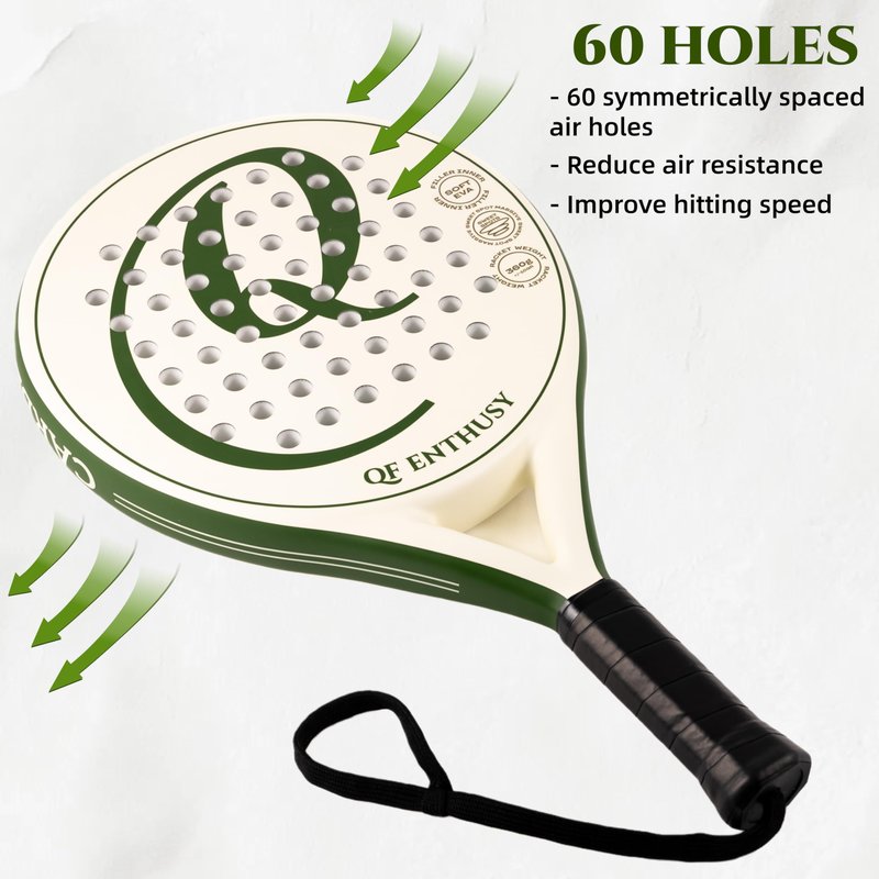 Padel Racket, Carbon Fiber Surface Padel Racquet, Lightweight, Ideal for Training/Matches (Green)