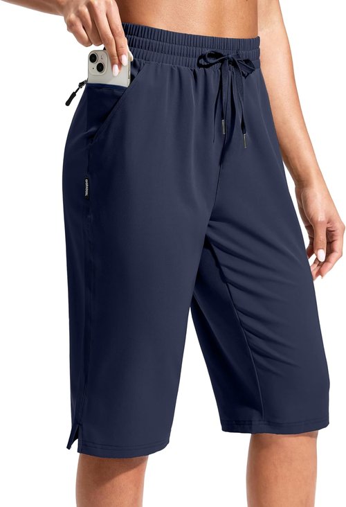 G Gradual Women's Lightweight 13" Hiking Shorts - Quick Dry Knee-Length Bermuda with Zipper Pocket