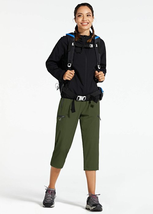 Libin Women's Capri Pants - Lightweight Quick-Dry Cargo Capris with Zipper Pockets | Perfect for Hiking & Travel