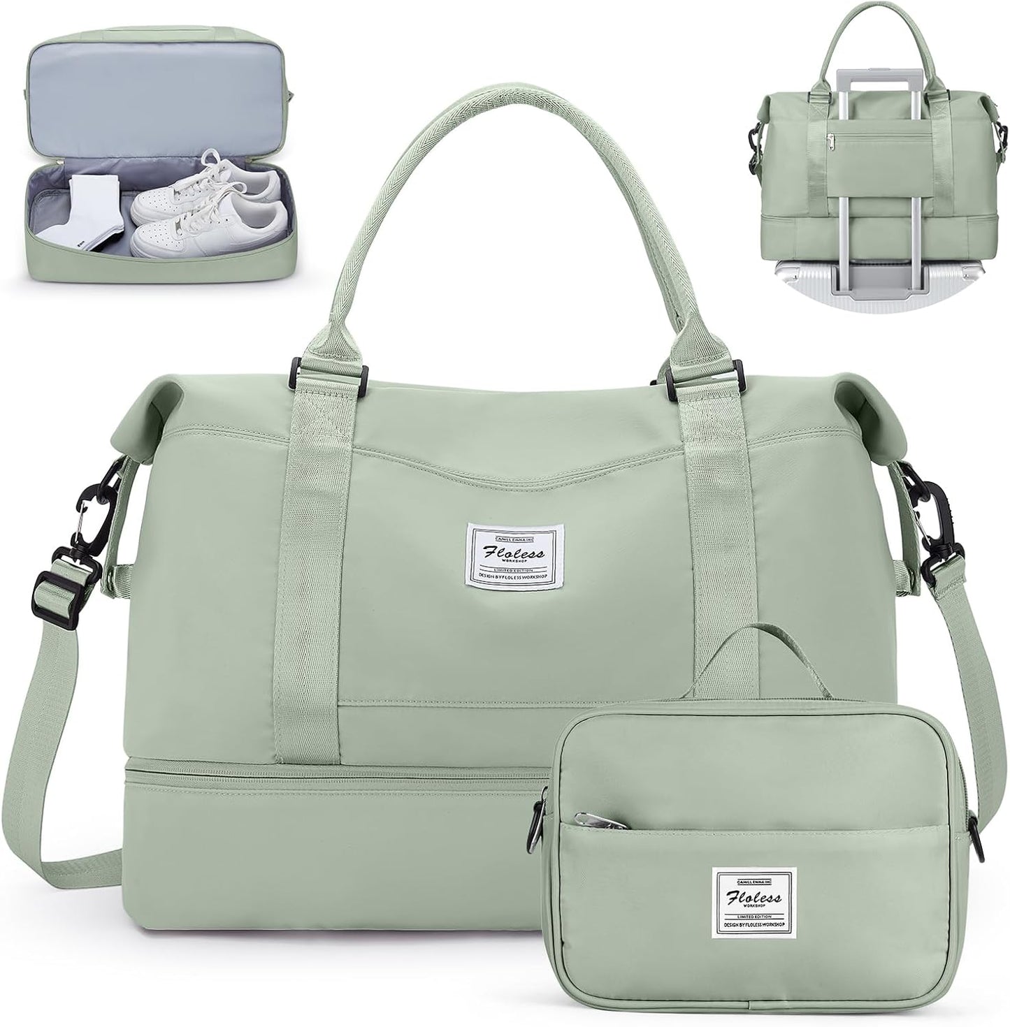 Skiennix Travel Duffel Bag - Shoes Compartment & Carry-On Design | Perfect for Overnight Getaways 18x14x8