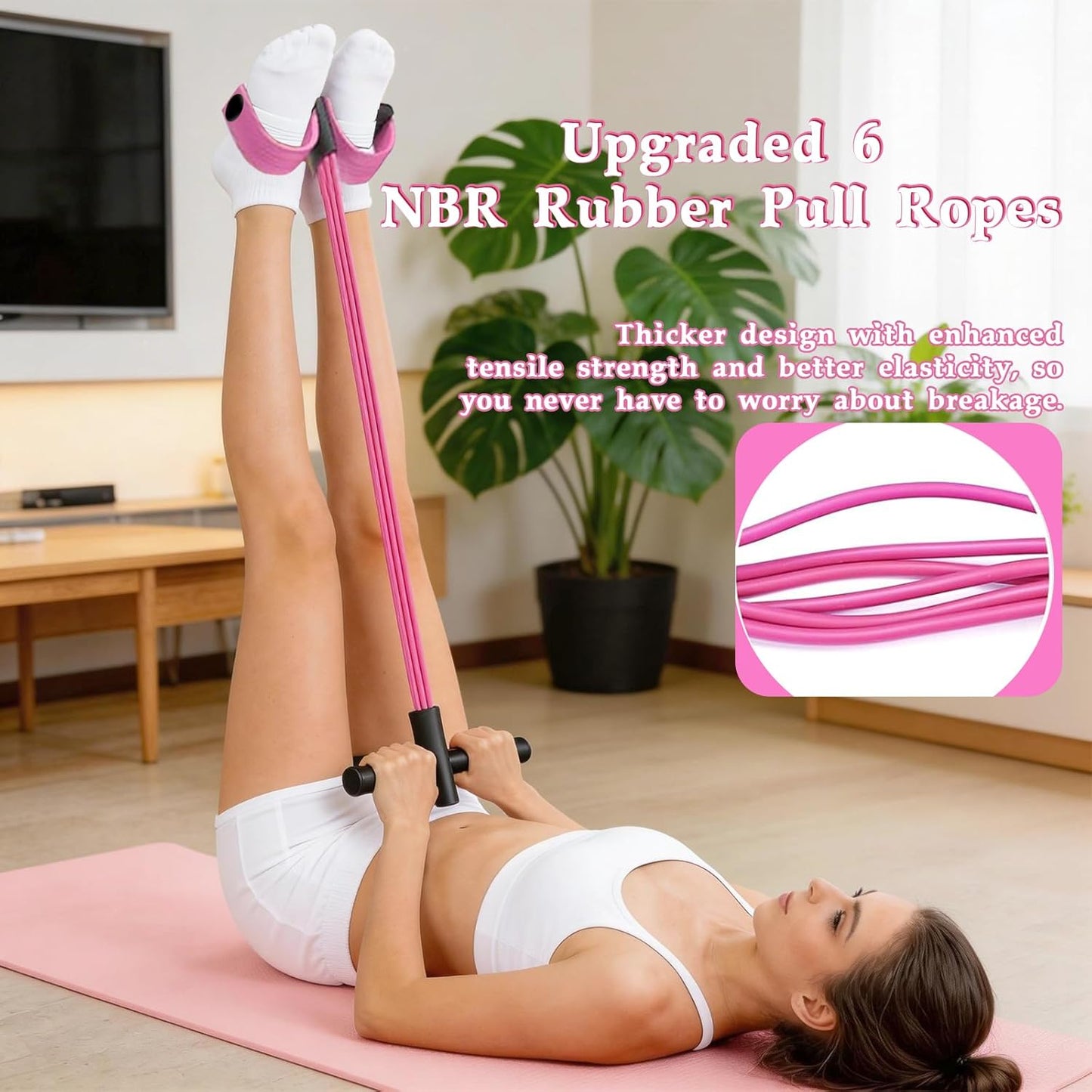 Skiennix Pedal Resistance Bands - 6 Tube Multifunctional Rubber Bands for Waist, Arms, Abdomen & Legs