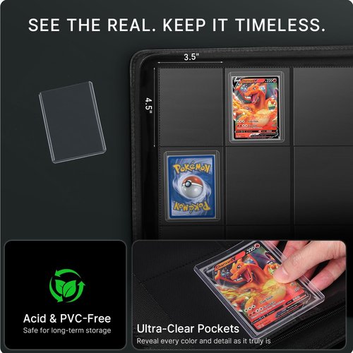 Foluck 9 Pocket Top Loader Binder - Holds 252 Toploaders | Includes 200 Card Sleeves - Premium Album for Trading Cards