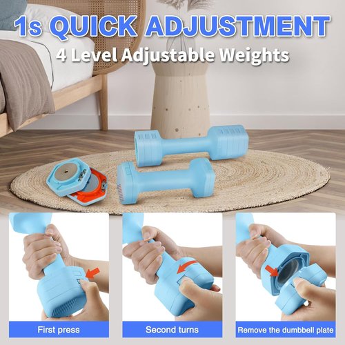 HXD-ERGO Adjustable Dumbbell Set - 15 in 1 Quick Change Weights, 55/110 LBS, Anti-Slip Grip for Home Gym