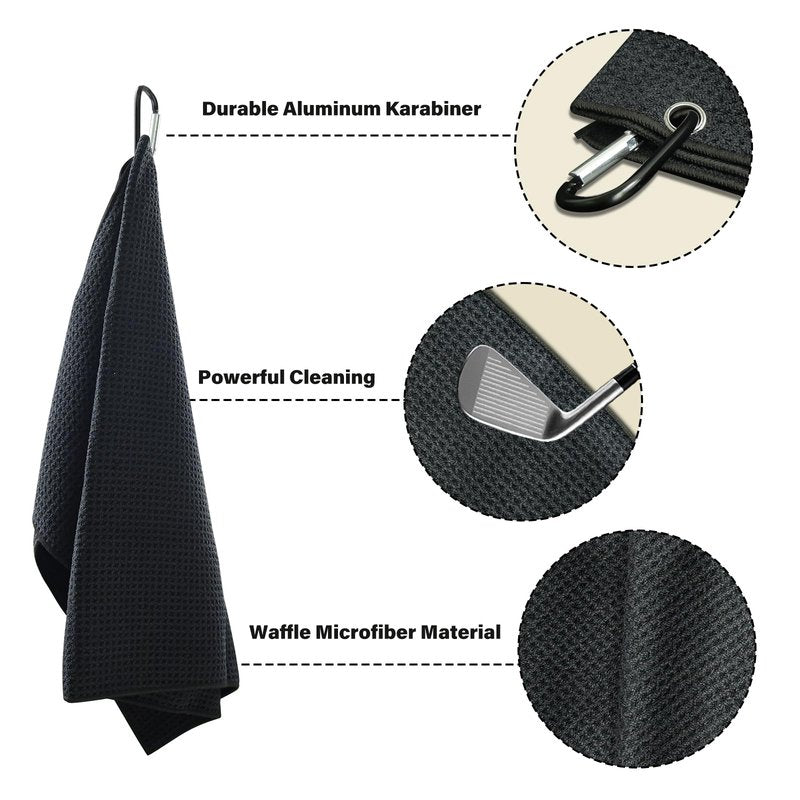 Shu-Ran No-Drill Golf Cart Ball & Club Cleaner, Clamp-On Golf Club Head and Ball Washer Golf Cleaner with Golf Towel, Universal Fit for EZGO, Club Car, Yamaha, Advanced EV, Star EV