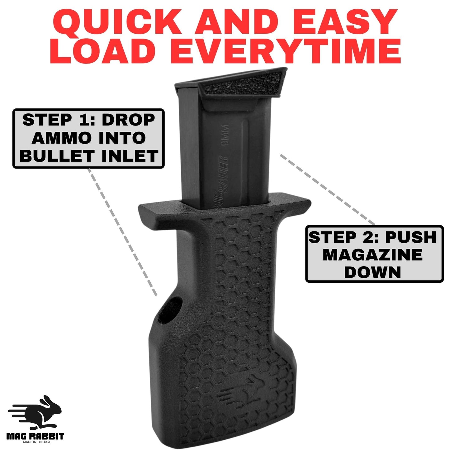 Mag Rabbit Speed Loader for SIG Sauer P365 9mm Magazine, Magazine Loading Accessory, Quickest and Easiest Loader, Not Compatible with P365 380