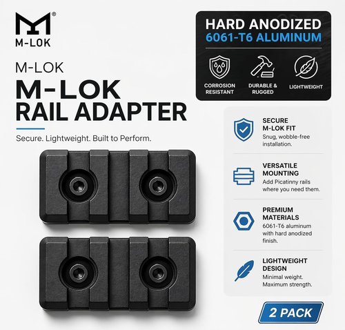 Gotical 9 Slots Picatinny Rail Section - M Lok Handguard Set of 2 | Durable Black Finish
