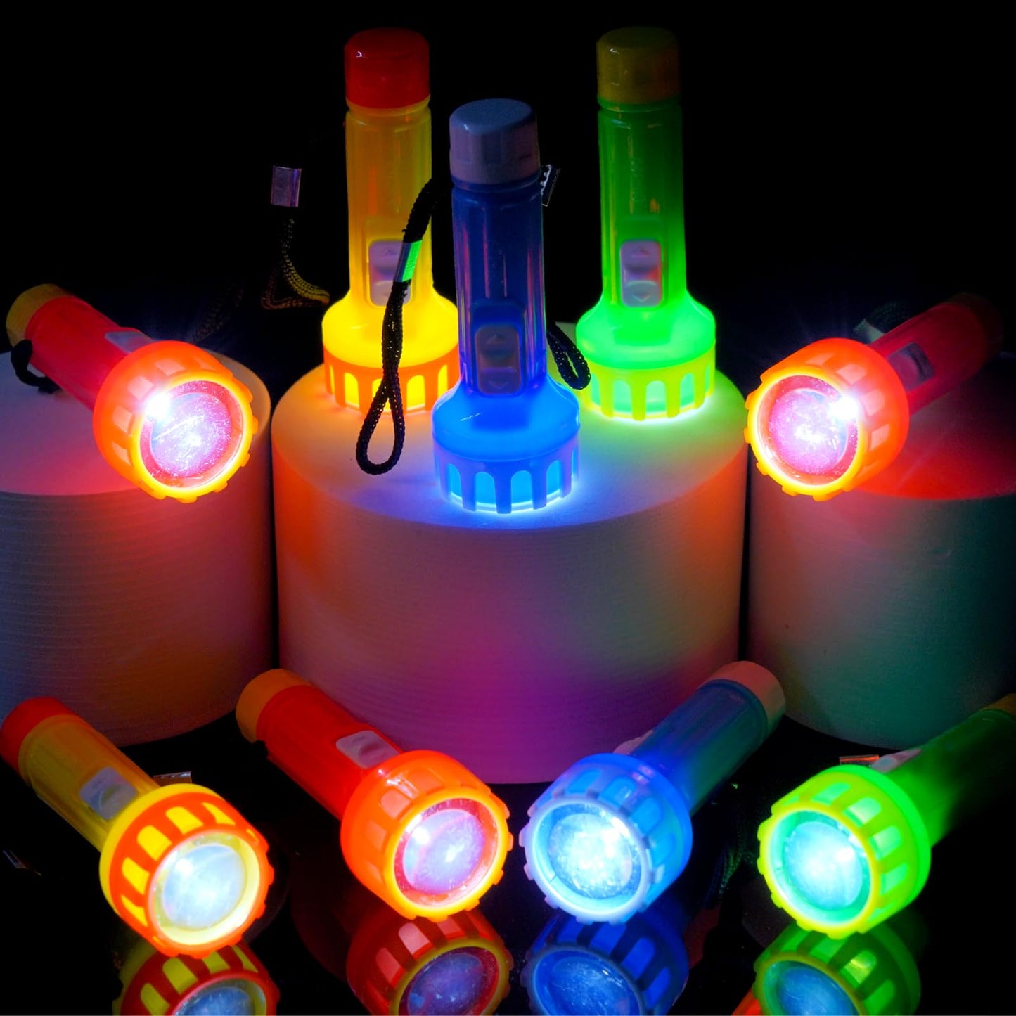 PROLOSO 30 Pcs Mini Flashlights with Lanyard Batteries Included Handheld Flashlight Torch Set for Kids Camping Hiking Gift Party Favors