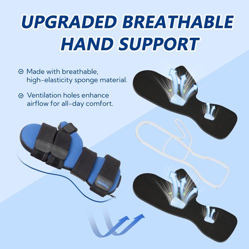 YiYame Resting Hand Splint with Finger Support for Stroke Recovery, Carpal Tunnel & Dupuytren's Contracture - Adjustable Wrist Brace for Left or Right Hand, M