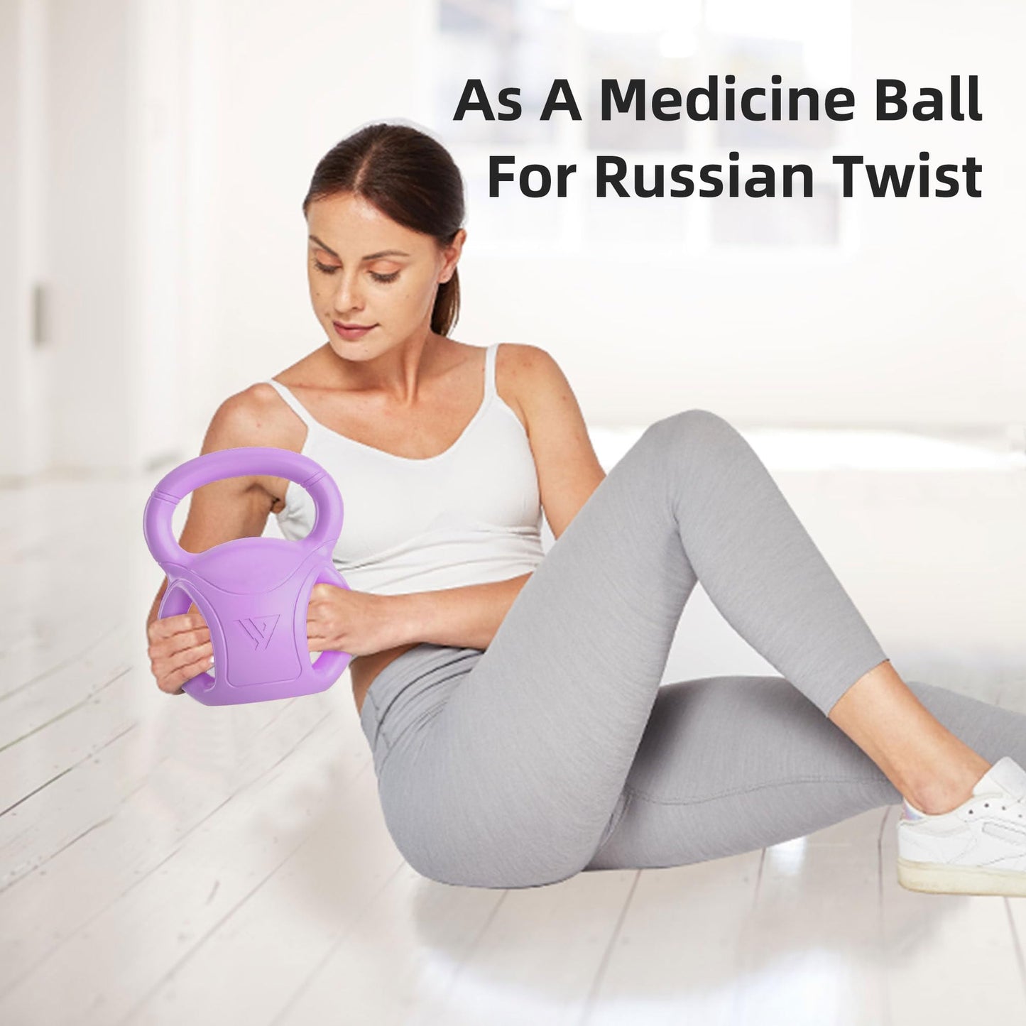 20 lb Kettlebell Weight with Three-handles for Weightlifting, Conditioning and Core Training for Women Men Home Gym [Purple]
