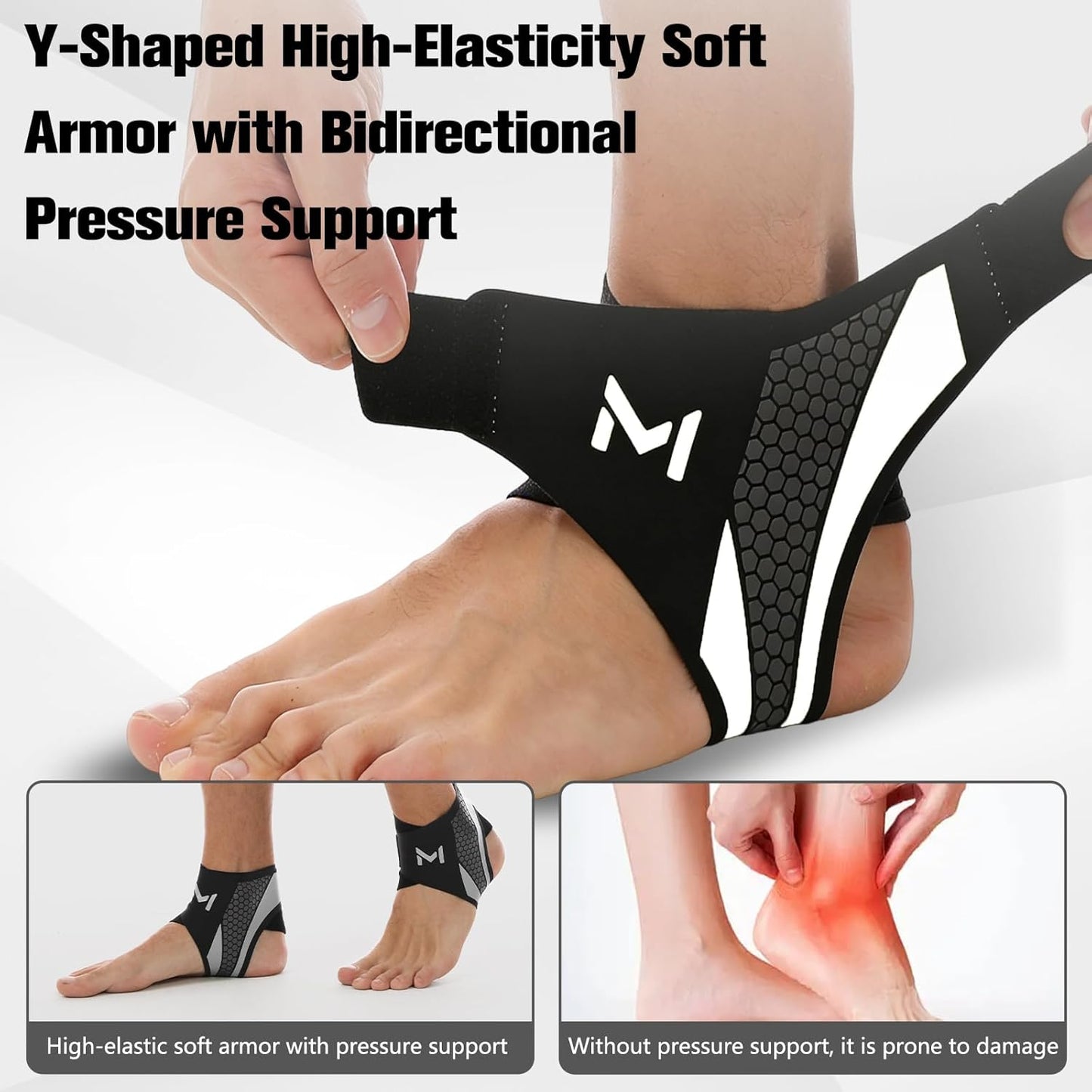 Skiennix Ankle Brace - Adjustable Compression Support Stabilizer for Sprain Recovery | Gray