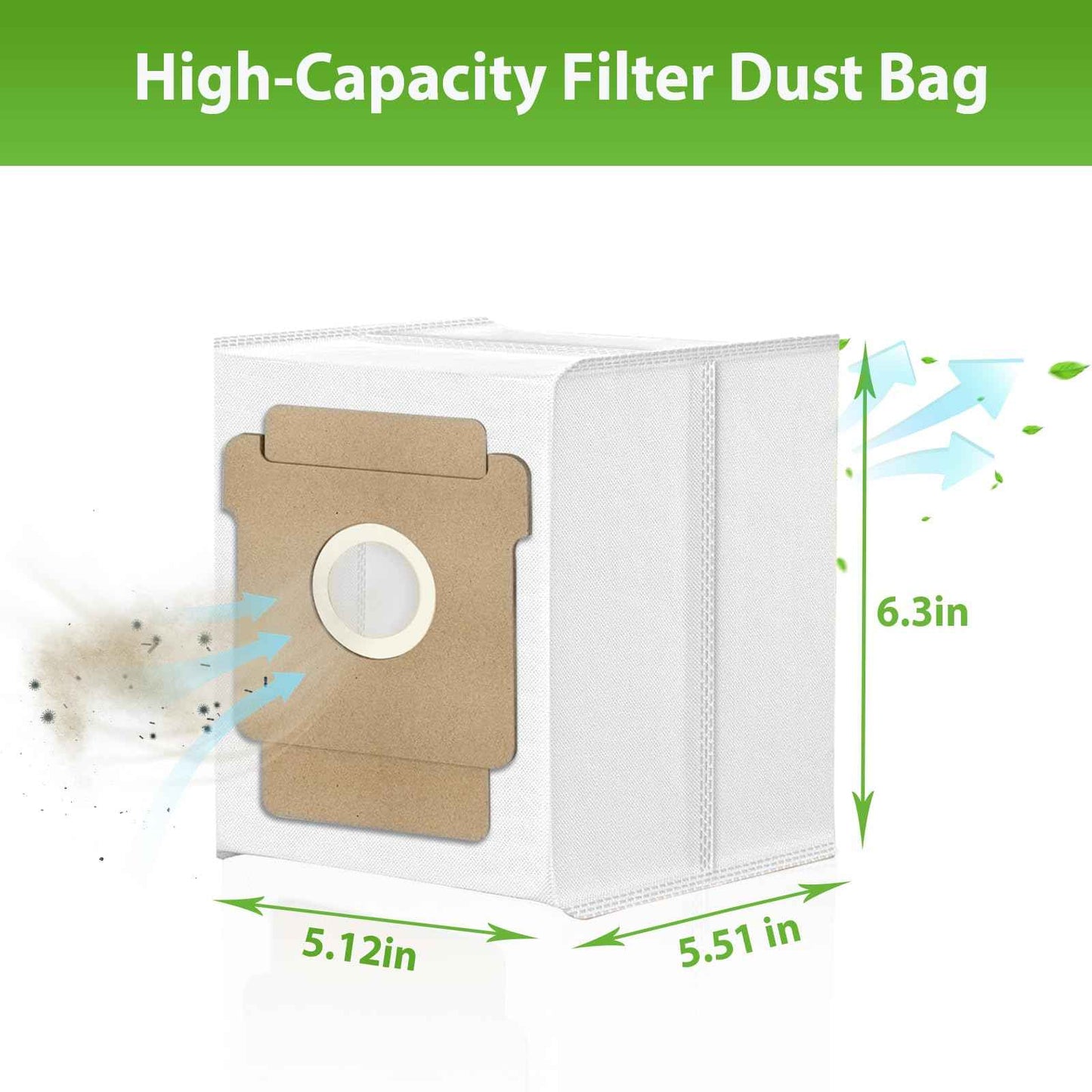 KGC Q0520 Dust Bags (10 Pack) for iRobot Roomba Vacuum 2 Essential，Q0520/ 105 Vac/ 104/105 Combo/Plus 405/Plus 505 Combo/Max 705 Vac Robot Vacuum Cleaner Disposable Replacement Bags Accessories