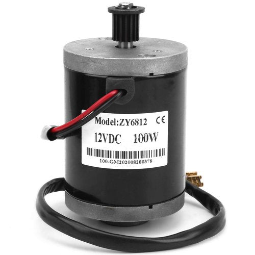 E-Scooter Brushed Motor, 12V 100W High Speed Brush Motor with 384 Pulley Belt Electric Motor for Electric Scooter Electric Modification Accessories