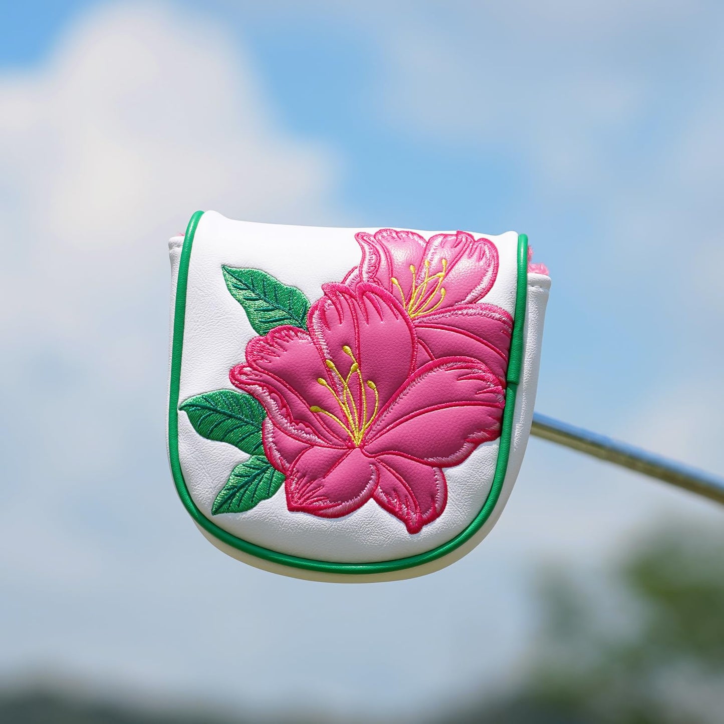 LZFAN Golf DF3 Mallet Putter Cover Golf Club Head Cover Golf Head Cover Driver Flower Embroidery